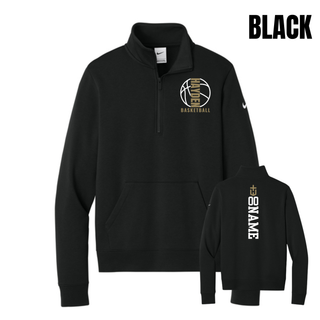 Black Women's Fleece Half-Zip with Hayden Basketball Full Court graphic on the left chest and sample 00 name layout on the back