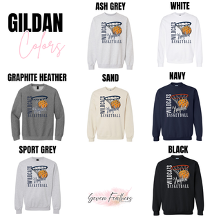 Hayden Wildcats Basketball Net Top Gildan color options: Ash Grey, White, Graphite Heather, Sand, Navy, Sport Grey, Black