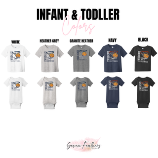 Hayden Wildcats Basketball Net Top infant and toddler color options: White, Heather Grey, Granite Heather, Navy, Black