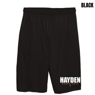 Black Hayden Wildcats Basketball Cooling Performance Shorts with the Stacked Logo printed near the hem.