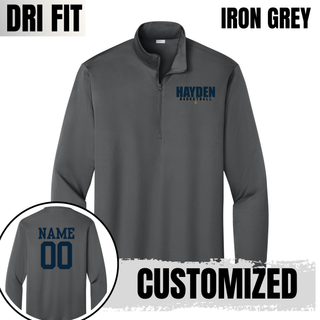 Iron Grey PosiCharge quarter-zip featuring the Hayden Basketball stacked design on the chest