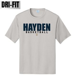 Silver Hayden Wildcats Basketball Stacked Logo short-sleeve performance top.