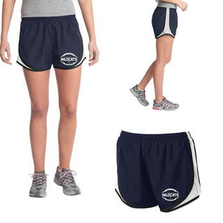 Hayden Wildcats Classic Football Laces Cadence Performance Short Topeka Kansas - Navy Women's Short Front Side and Back
