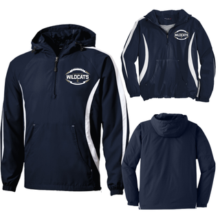 Hayden Wildcats Classic Football Laces Colorblock Raglan Anorak - Navy White Sport-Tek front and back
