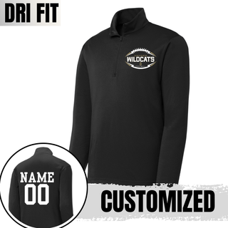 Hayden Wildcats Classic Football Laces Dri-Fit Quarter Zip Topeka Kansas - Black Custom Name Number Back
