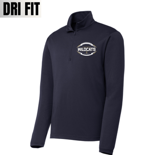 Hayden Wildcats Classic Football Laces Dri-Fit Quarter Zip Topeka Kansas - True Navy Performance Shirt Front