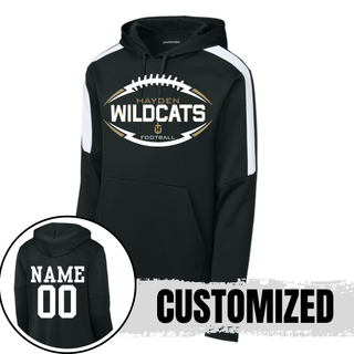 Hayden Wildcats Classic Football Laces Fan Favorite Hoodie Topeka Kansas - Black Custom Name Number Back
