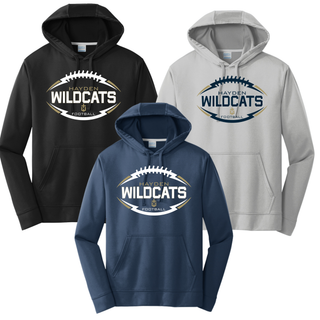 Hayden Wildcats Classic Football Laces Performance Hoodie Topeka Kansas - Black Silver Navy
