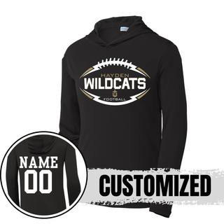 Hayden Wildcats Classic Football Laces PosiCharge Competitor Hoodie Topeka Kansas - Black Custom Name Number Back

