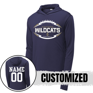 Hayden Wildcats Classic Football Laces PosiCharge Competitor Hoodie Topeka Kansas - Navy Custom Name Number Back

