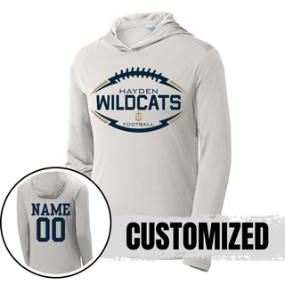 Hayden Wildcats Classic Football Laces PosiCharge Competitor Hoodie Topeka Kansas - Silver Custom Name Number Back

