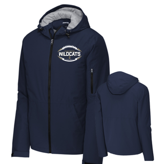 Hayden Wildcats Classic Football Laces Waterproof Insulated Jacket - Navy Sport-Tek front and back
