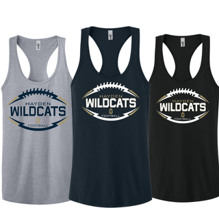 Hayden Wildcats Classic Football Laces Women's Racerback Tank Topeka Kansas - Heather Grey Midnight Navy Black
