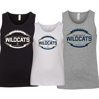 Hayden Wildcats Classic Football Laces Youth Jersey Tank - Black White Athletic Heather
