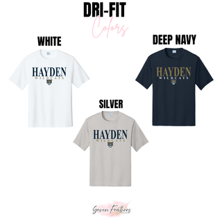 Hayden Wildcats Classic Stack Spirit Dri-Fit Performance Top color options white deep navy silver
