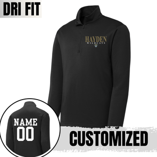 Hayden Wildcats Classic Stack Spirit Dri-Fit Quarter Zip black with custom name and number on back
