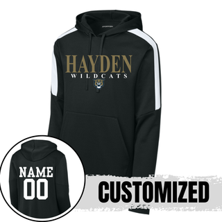 Hayden Wildcats Classic Stack Spirit Fan Favorite Hoodie black with custom name and number on back
