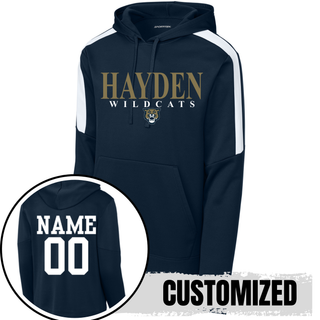 Hayden Wildcats Classic Stack Spirit Fan Favorite Hoodie navy with custom name and number on back
