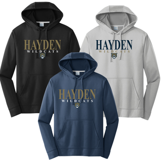 Hayden Wildcats Classic Stack Spirit Shirt Topeka - black silver navy Port and Company Performance Hoodie
