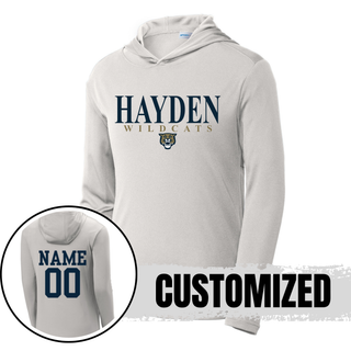 Hayden Wildcats Classic Stack Spirit PosiCharge Competitor Hoodie silver with custom name and number on back

