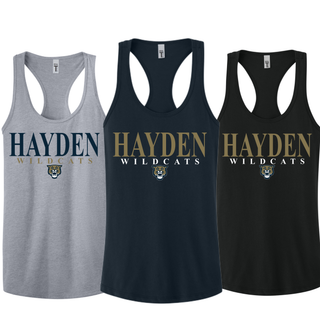 Hayden Wildcats Classic Stack Spirit Shirt Topeka - heather grey midnight navy black Next Level Racerback Tank
