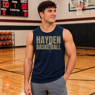 Hayden Wildcats Cross Basketball Men's PosiCharge Competitor Tank - Navy On-Model View