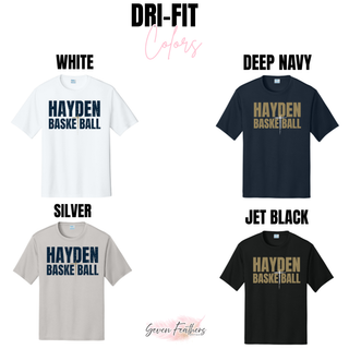 Hayden Wildcats Cross Basketball design with distressed varsity lettering on a performance top.