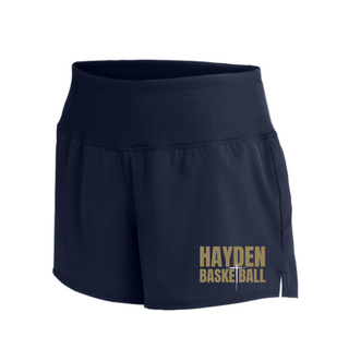 Hayden Wildcats Cross Basketball design displayed on Women's Repeat Shorts, product mockup view 1.