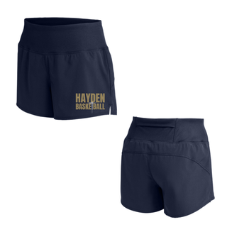 Hayden Wildcats Cross Basketball design displayed on Women's Repeat Shorts, product mockup view 2.