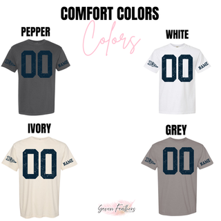 Hayden Wildcats custom number jersey top Comfort Colors options in Pepper, White, Ivory, and Grey