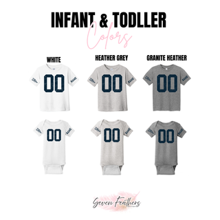 Hayden Wildcats custom number jersey top infant and toddler color options in White, Heather Grey, and Granite Heather