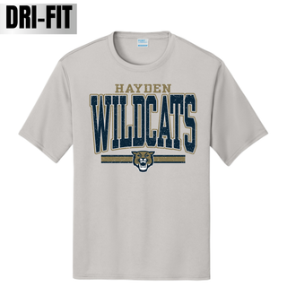 Hayden Wildcats Distressed Powerhouse Dri-Fit Performance Top Topeka Kansas - Silver Performance Shirt Front
