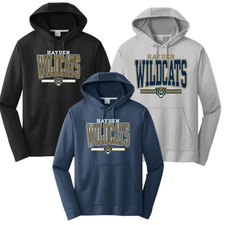 Hayden Wildcats Distressed Powerhouse Performance Hoodie Topeka Kansas - Black Silver Navy
