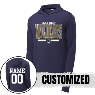 Hayden Wildcats Distressed Powerhouse PosiCharge Competitor Hoodie Topeka Kansas - Navy Custom Name Number Back
