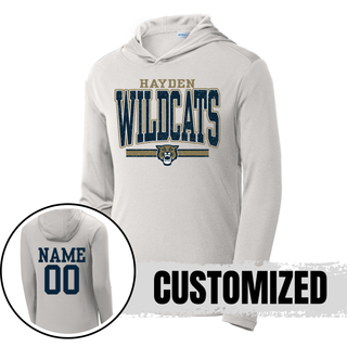 Hayden Wildcats Distressed Powerhouse PosiCharge Competitor Hoodie Topeka Kansas - Silver Custom Name Number Back
