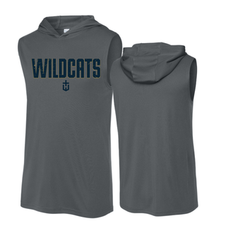 Hayden Wildcats Fan Staple Competitor Sleeveless Hoodie front and back Topeka Kansas - Iron Grey

