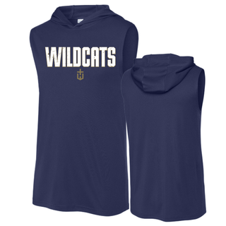 Hayden Wildcats Fan Staple Competitor Sleeveless Hoodie front and back Topeka Kansas - True Navy
