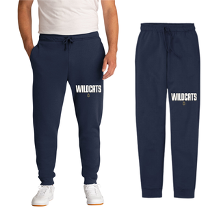 Hayden Wildcats Fan Staple Core Fleece Jogger Topeka Kansas - Navy lifestyle and flat lay
