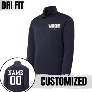 Hayden Wildcats Fan Staple Dri-Fit Quarter Zip Topeka Kansas - True Navy Custom Name Number
