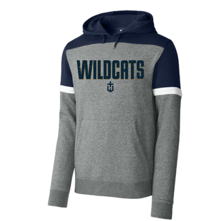 Hayden Wildcats Fan Staple Fleece Colorblock Hoodie Topeka Kansas - Heather Grey Navy
