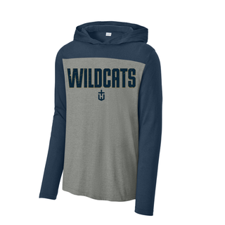 Hayden Wildcats Fan Staple Long Sleeve Hoodie Topeka Kansas - Heather Grey Navy

