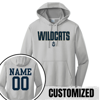 Hayden Wildcats Fan Staple Performance Hoodie Topeka Kansas - Silver Custom Name Number
