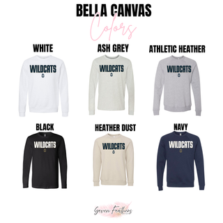 Hayden Wildcats Fan Staple Top Bella Canvas crewneck colors - white, ash grey, athletic heather, black, heather dust, navy
