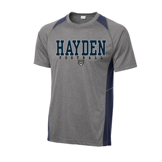 Topeka Hayden Wildcats Football Classic Colorblock Contender Tee in grey and navy
