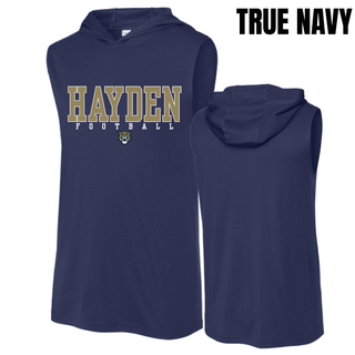 Topeka Hayden Wildcats Football Classic Competitor Sleeveless Hoodie in true navy front and back view
