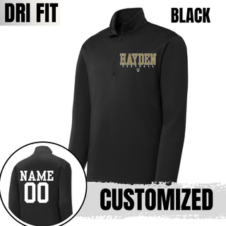 Hayden Wildcats Football Classic Dri-Fit Quarter Zip in black with customizable name and number
