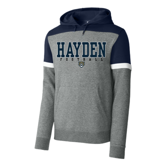 Topeka Hayden Wildcats Football Classic Drive Fleece Colorblock Hoodie in grey and navy
