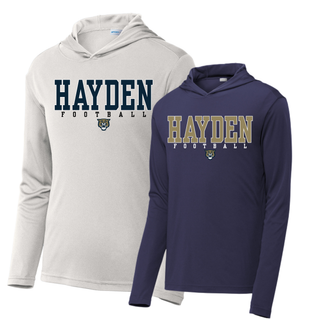 Hayden Wildcats Football Classic Sport-Tek PosiCharge Competitor Hoodie in ash grey and true navy
