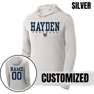 Hayden Wildcats Football Classic Sport-Tek PosiCharge Competitor Hoodie in silver with customizable name and number
