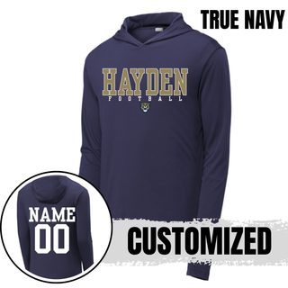 Hayden Wildcats Football Classic Sport-Tek PosiCharge Competitor Hoodie in true navy with customizable name and number

